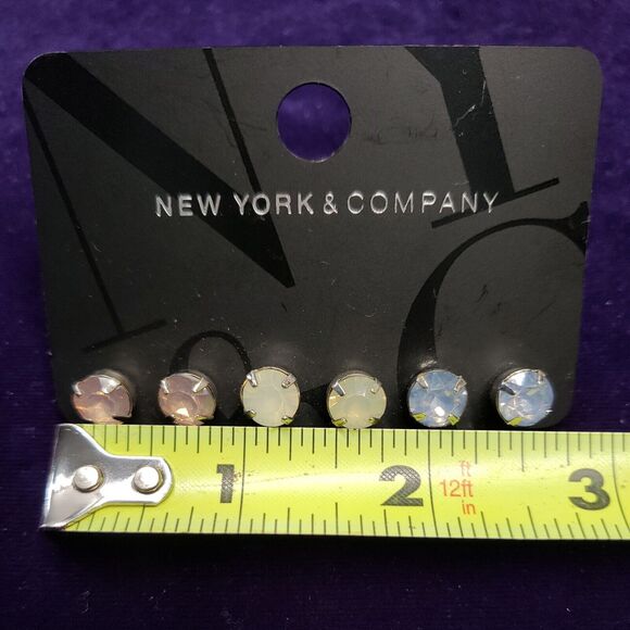 New York & Company Three Pairs of Opalescent Stud Earrings w/tags - Picture 7 of 8